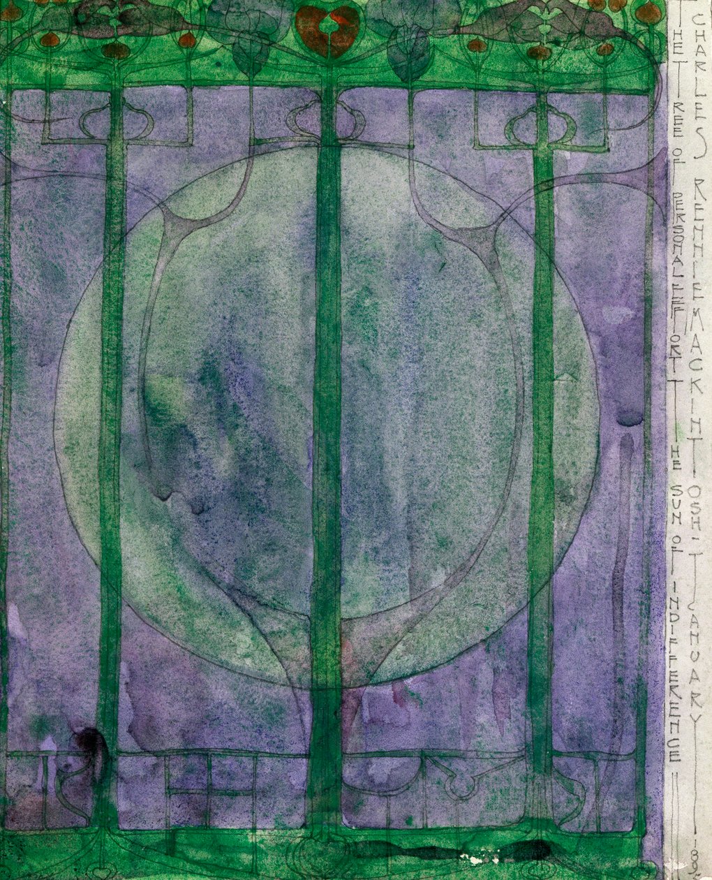 The Tree of Personal Effort, av Charles Rennie Mackintosh (1868-1928), blyant og akvarell på papir, 32x25 cm av Charles Rennie Mackintosh