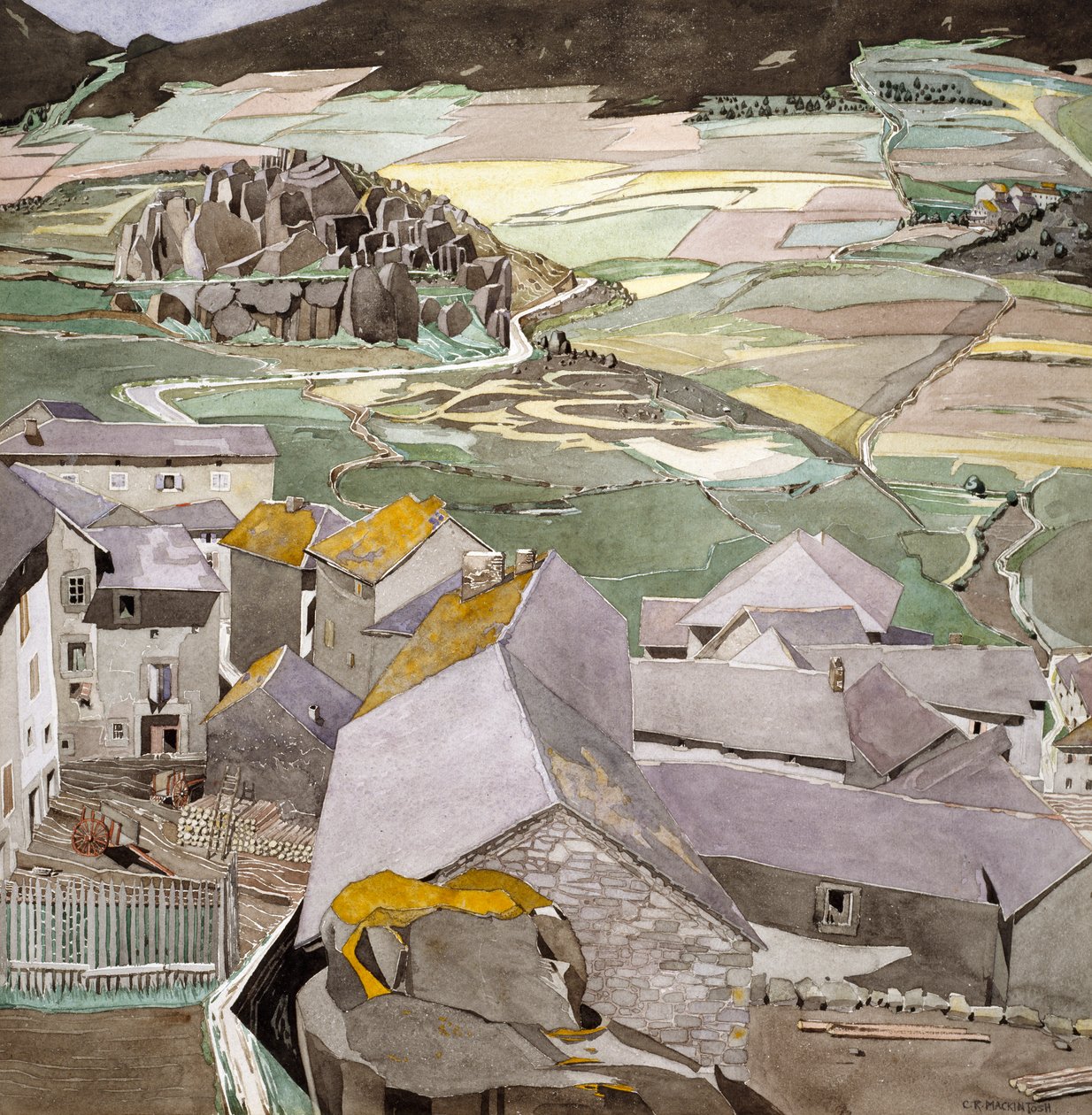 Landsbyen La Lagonne (akvarell på papir) av Charles Rennie Mackintosh