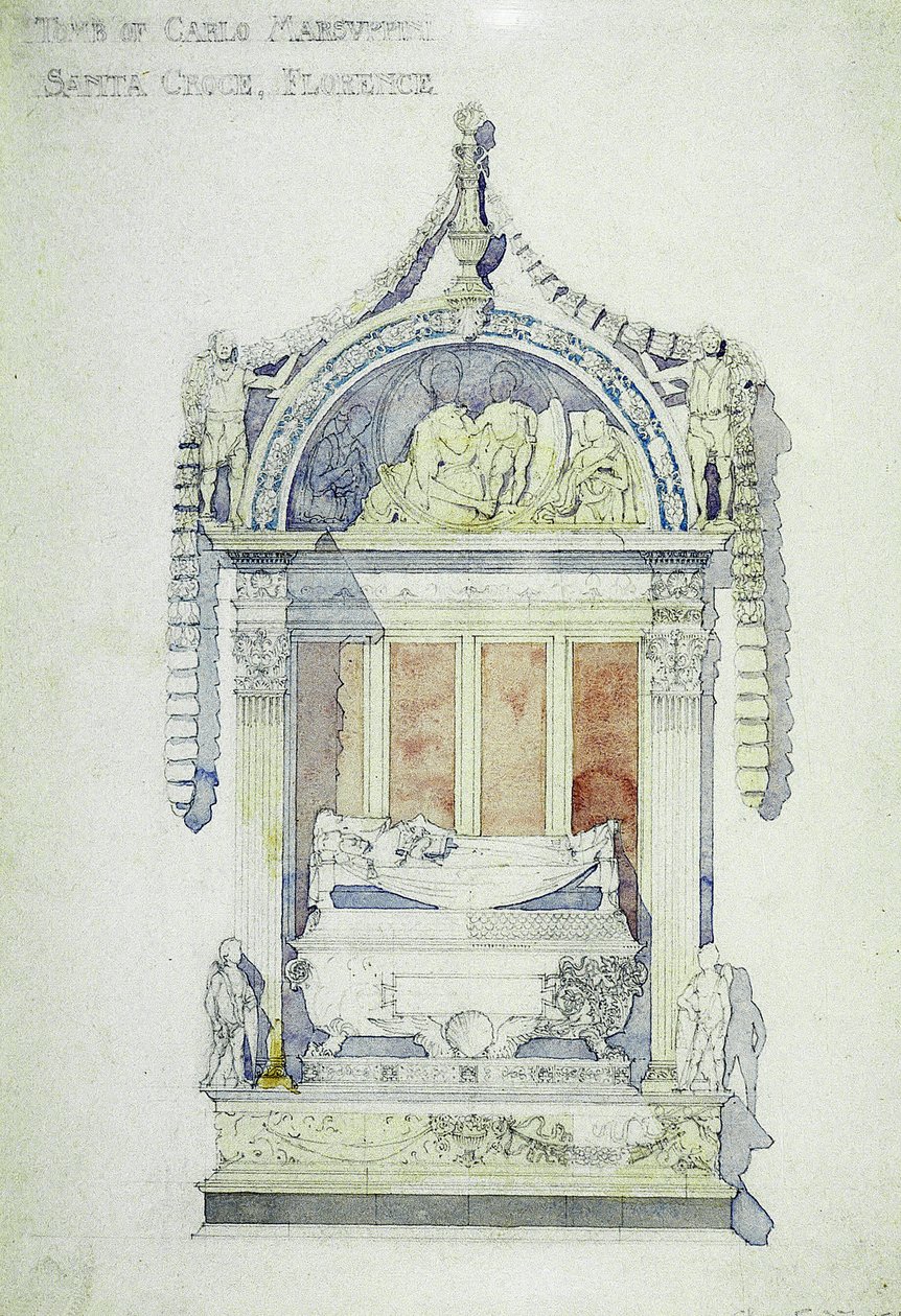 Graven til Carlo Marsuppini, Santa Croce, Firenze, 1891 (akvarell på papir) av Charles Rennie Mackintosh