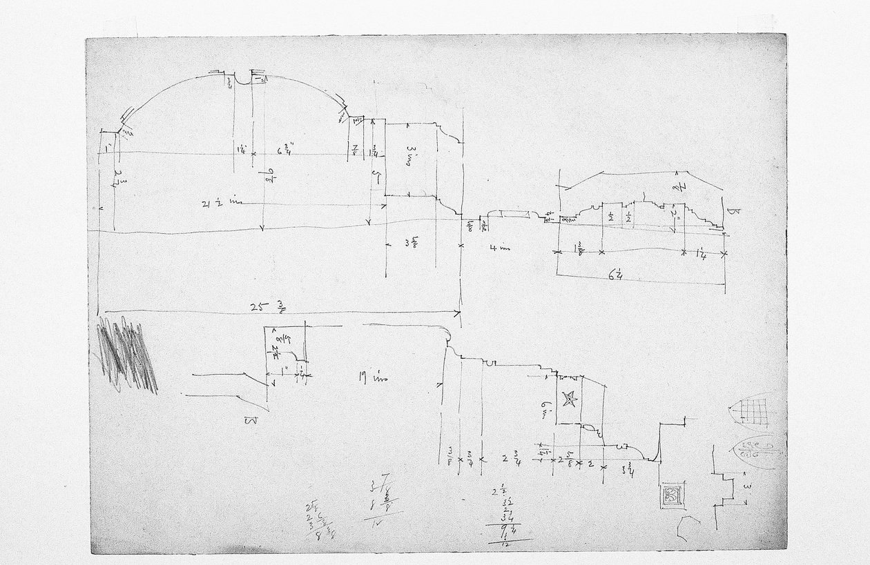 Uten tittel (arbeidsark med skisser), 1891 av Charles Rennie Mackintosh