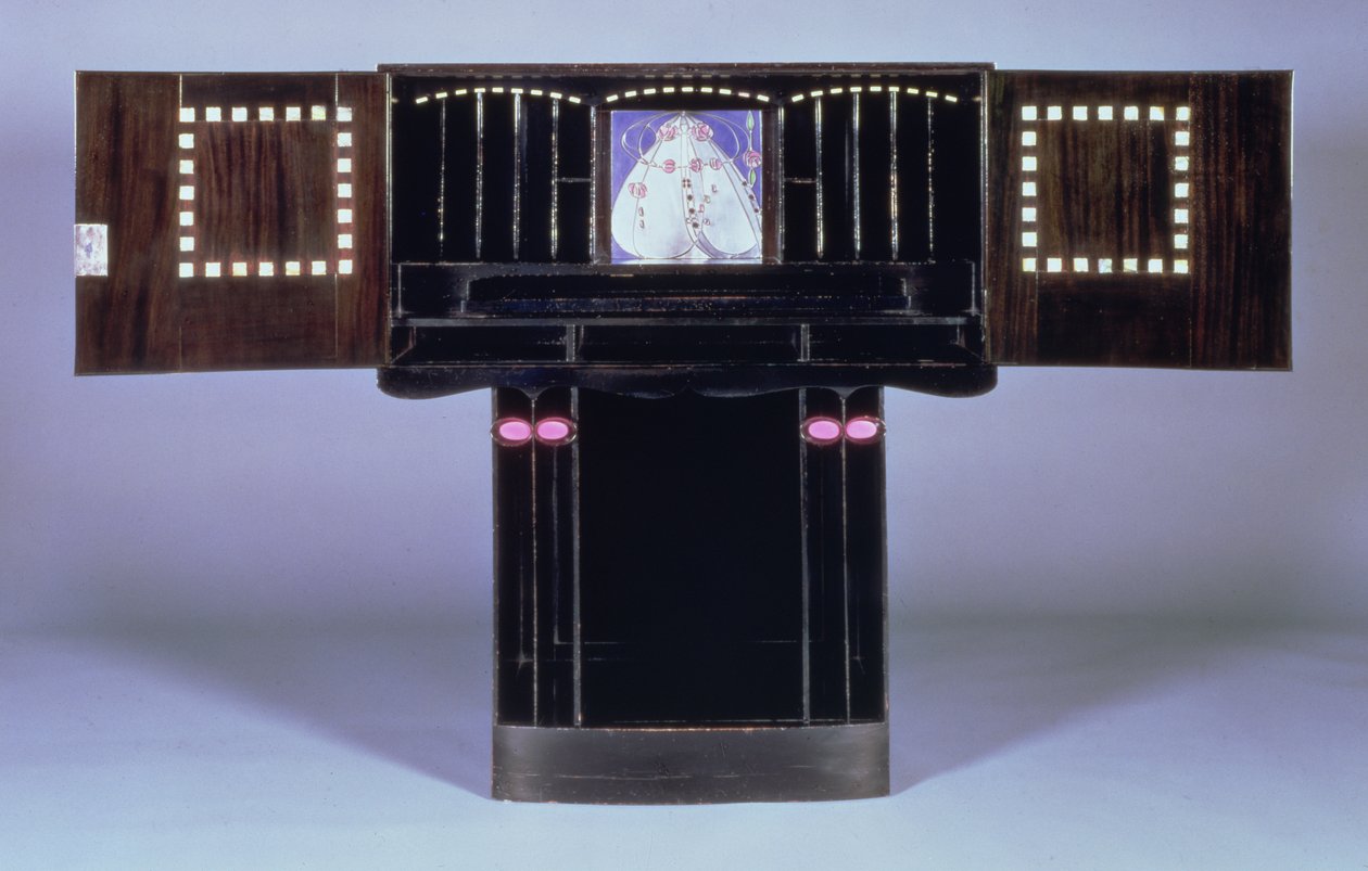 Skrivebord for Hill House, Helensburgh, ca. 1902 (åpen) (se 71064) av Charles Rennie Mackintosh