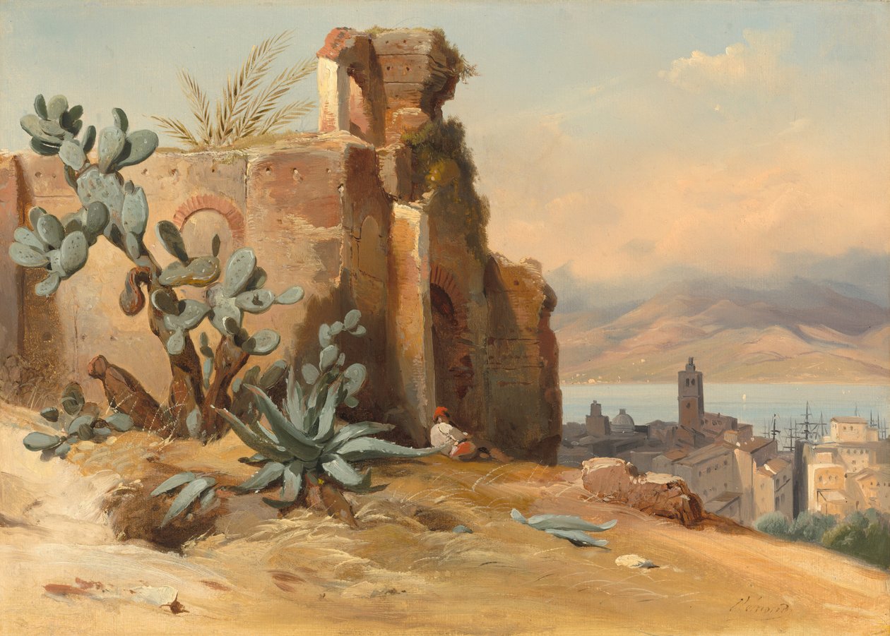 Gamle ruiner nær Messina, Sicilia, 1842. av Charles Rémond