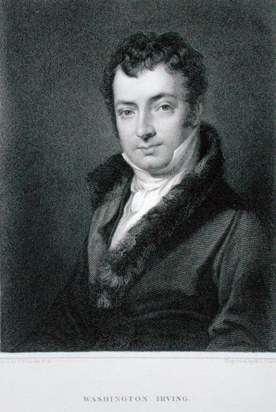 Washington Irving (1783-1859), gravert av Moseley Isaac Danforth (d.1862) (gravering) av Charles Robert (after) Leslie