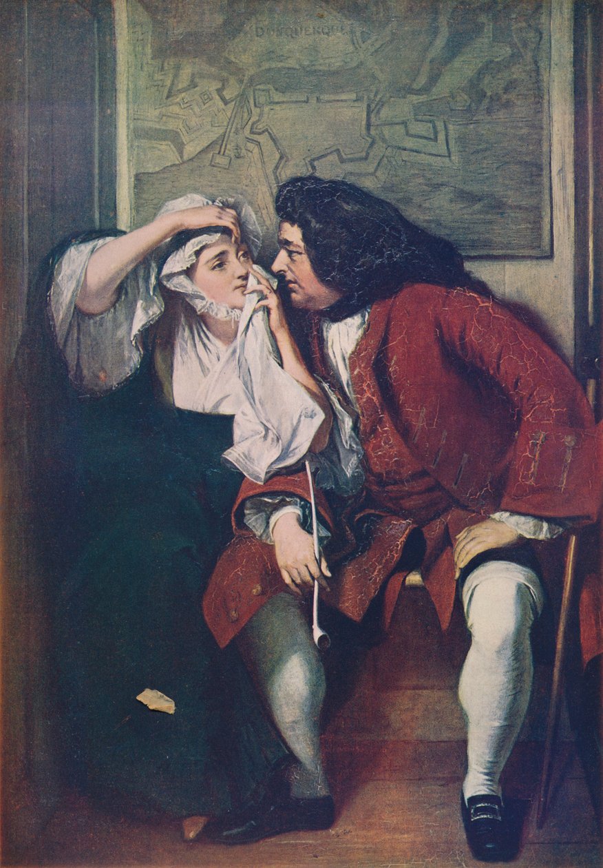 En scene fra Tristram Shandy onkel Toby og enken Wadman, 182930, c1915 av Charles Robert Leslie