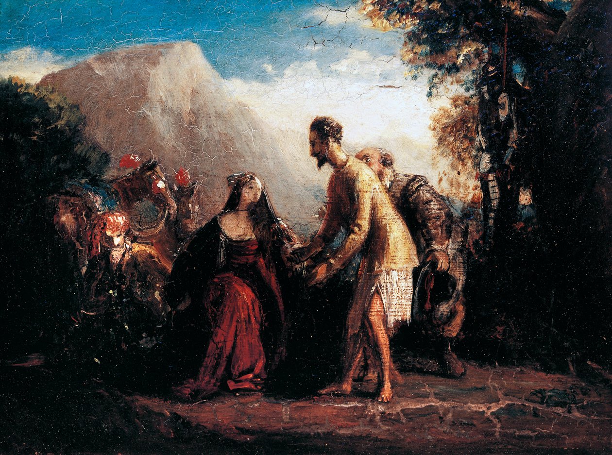 Don Quijote og Dulcinea (olje på lerret av Charles Robert Leslie