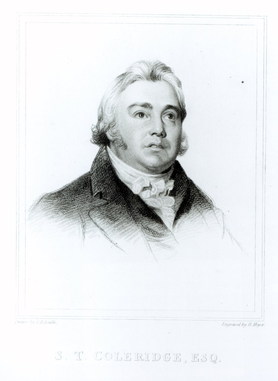 Portrett av Samuel Taylor Coleridge (1772-1834) gravert av Henry Meyer (1782-1847) av Charles Robert Leslie