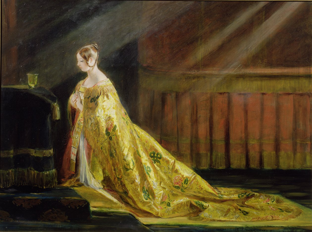 Dronning Victoria i kroningskappen hennes, 1838 av Charles Robert Leslie