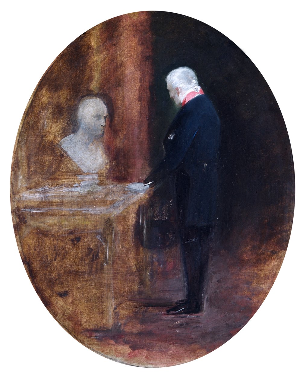 Hertugen av Wellington ser på en byste av Napoleon (olje på lerret) av Charles Robert Leslie