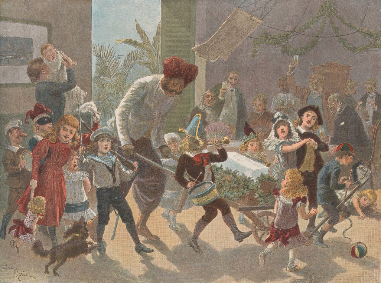 The Yule Log in India — Bringing in the Ice, fra The Graphic Christmas Numb..., 2. desember 1889. av Charles Roberts