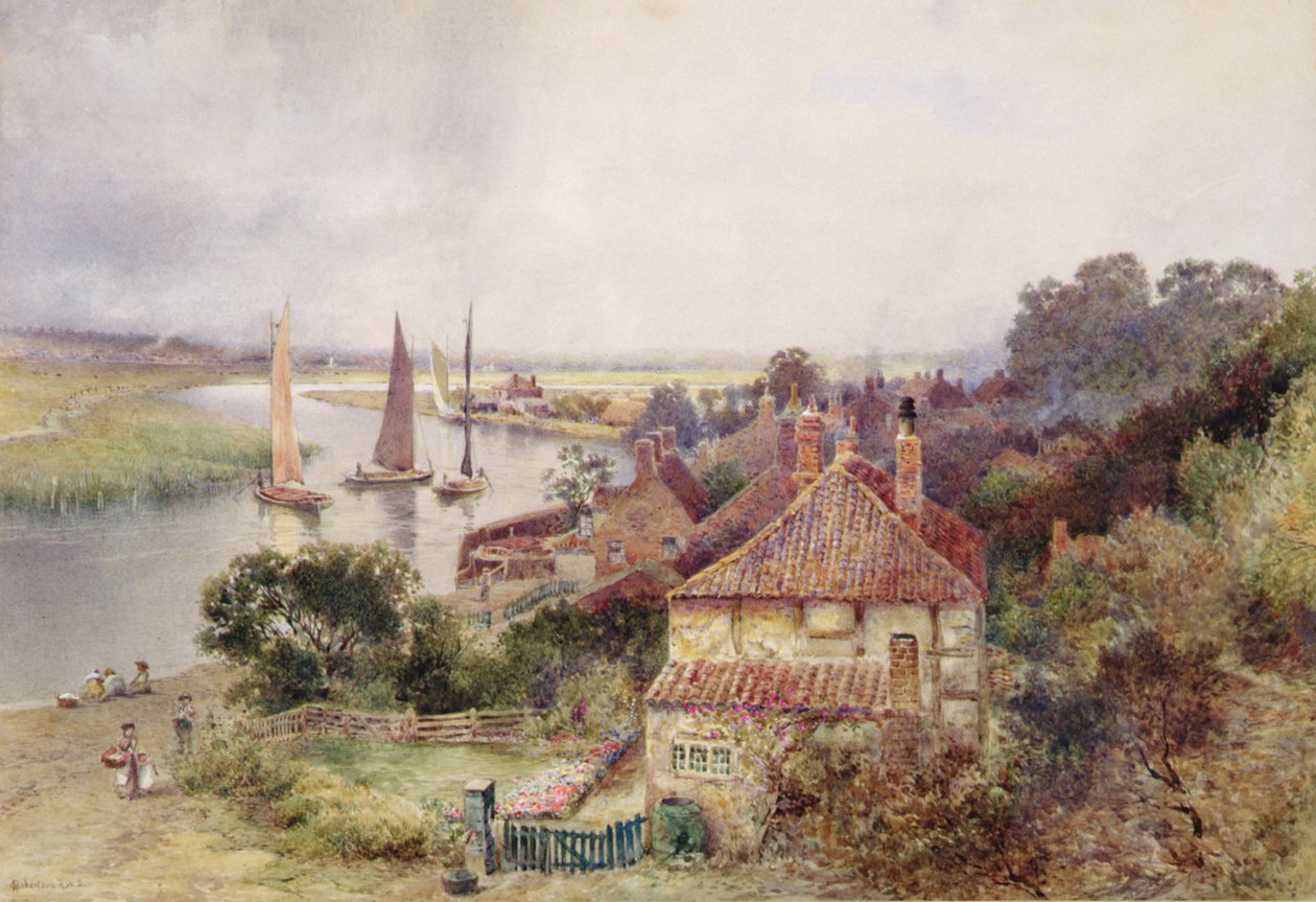 On the River Yare, ca. 1880 (akvarell på papir) av Charles Robertson