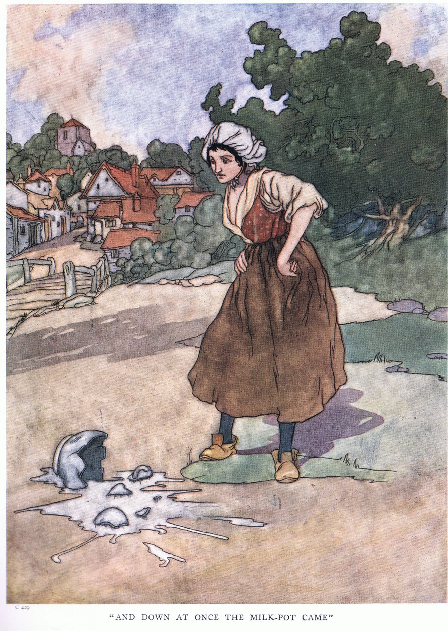 Og ned med en gang kom melkegryta, 1930-tallet av Charles Robinson