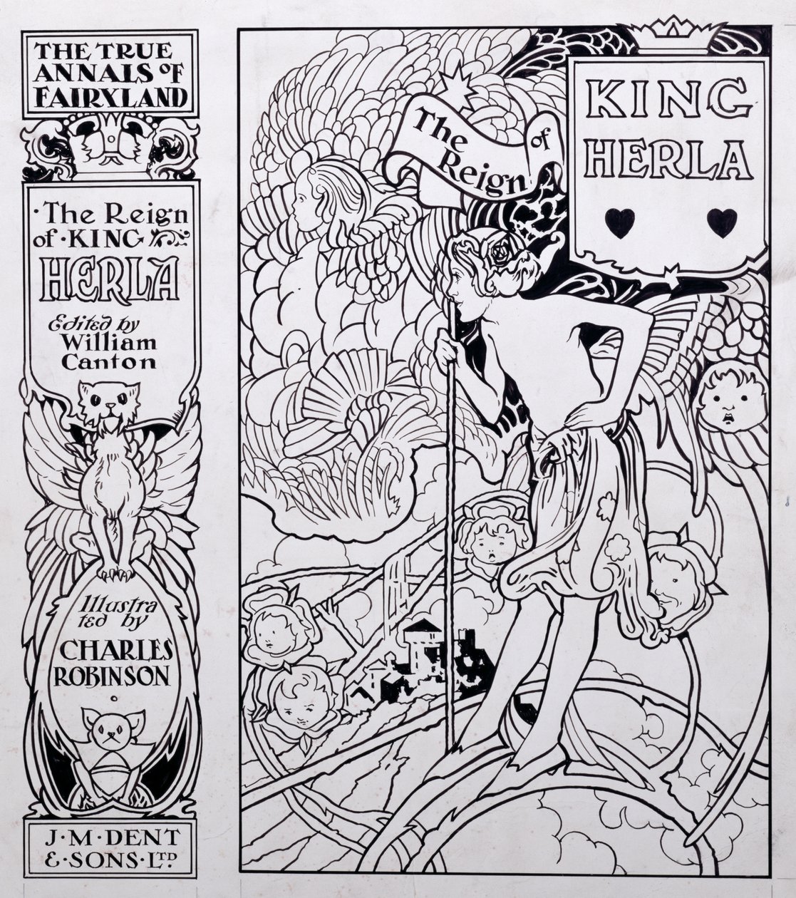 Forsideillustrasjon for The True Annals of Fairyland, The Reign of King Herla, redigert av William Canton, utgitt 1900 av Charles Robinson