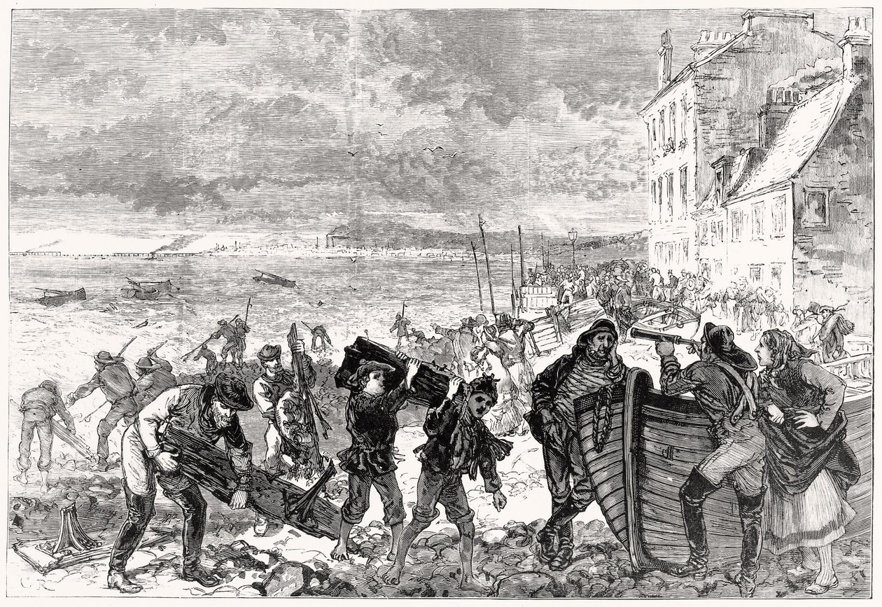 Tay Bridge Disaster: Vrakstykker kastet opp på stranden ved Broughty Ferry av Charles Robinson
