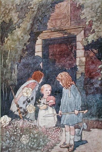 Barnas hage, utgitt 1912 (farge litho) av Charles Robinson