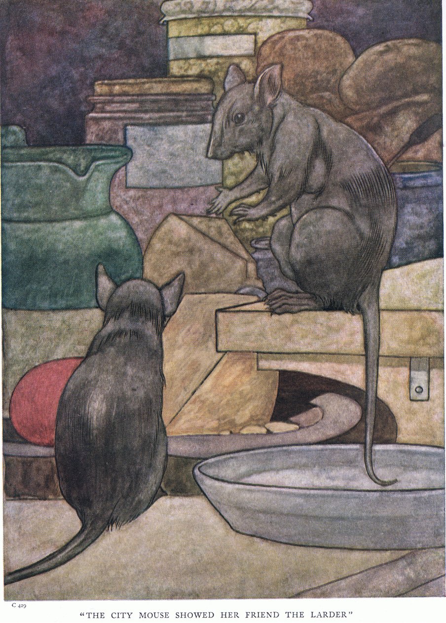 Bymusen viste venninnen hennes spisekammeret, 1930-tallet av Charles Robinson
