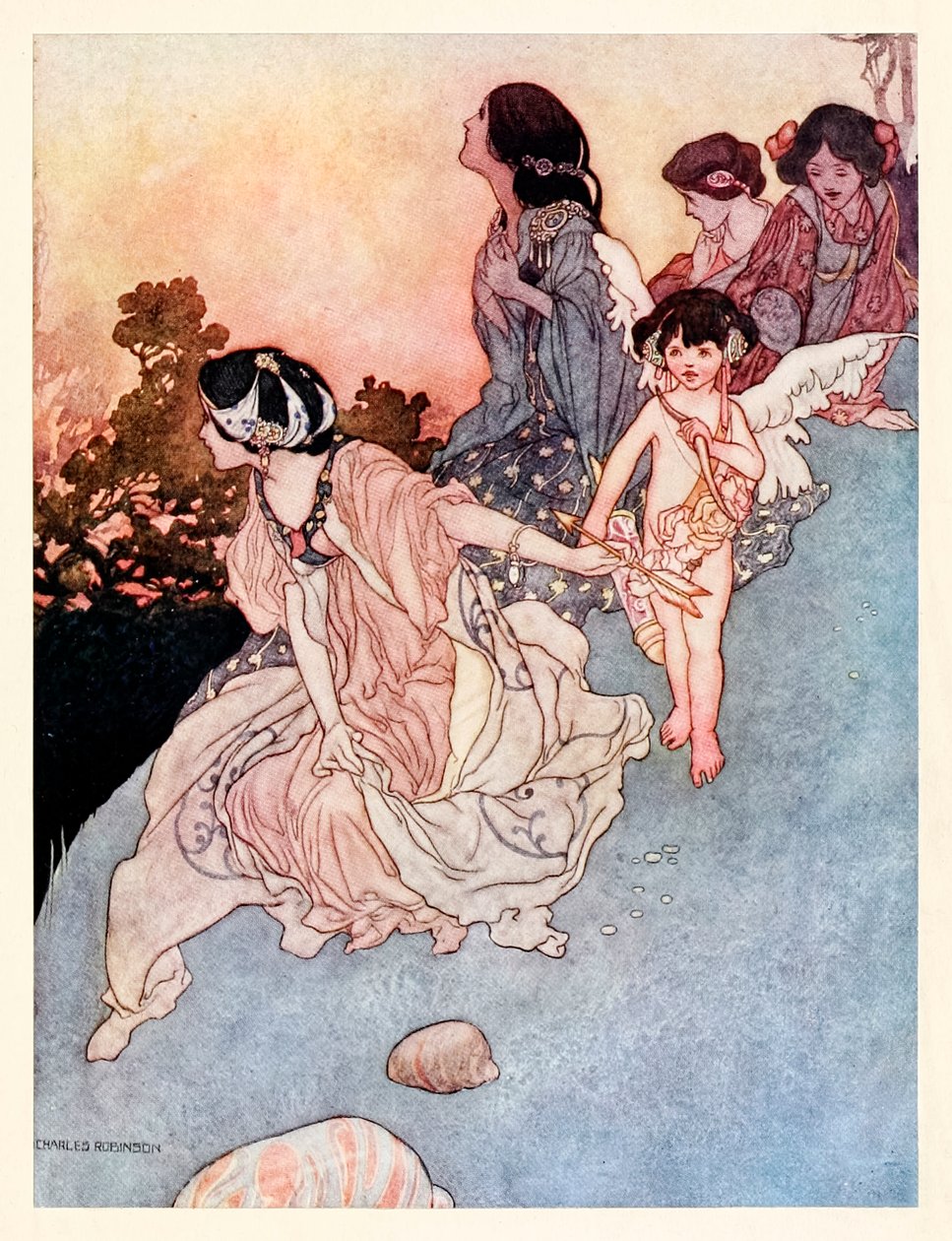 "Disse elskere gråter Å! Å! De dør!" fra "Winter" i The Songs and Sonnets of William Shakespeare av Charles Robinson