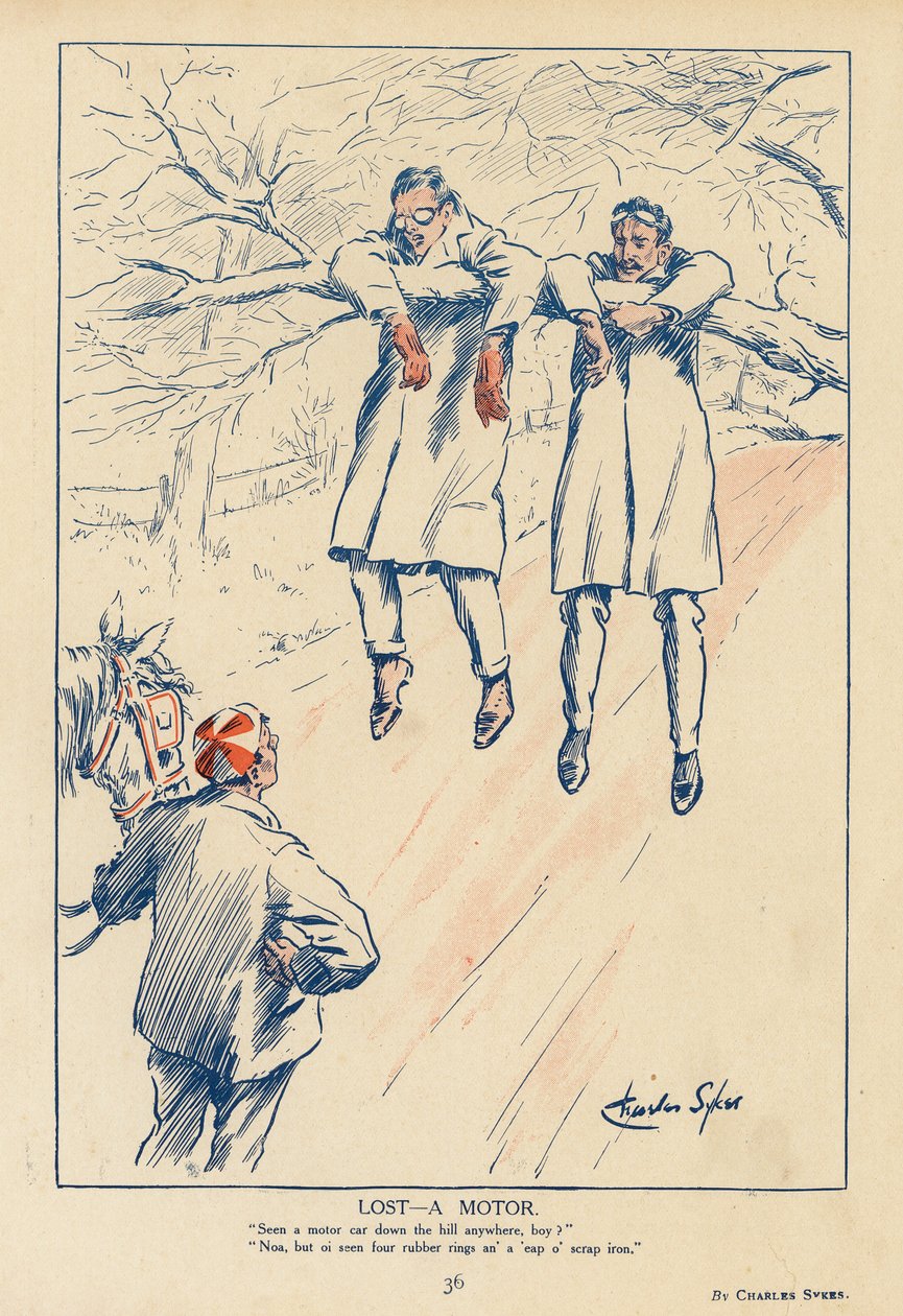 Tapt – en motor (fargelitografi) av Charles Robinson Sykes