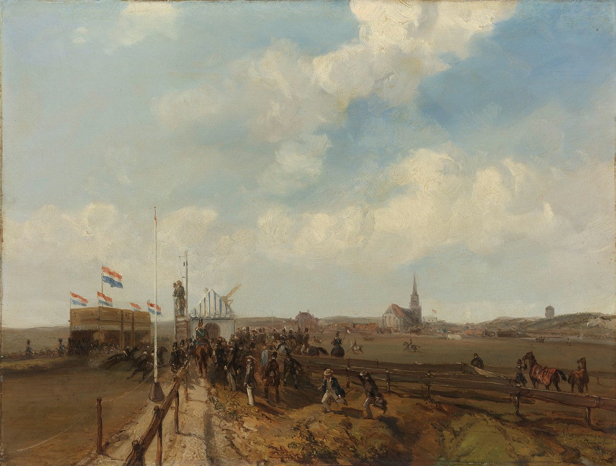 Racerbanen i Scheveningen, åpnet 3. august 1846 av Charles Rochussen (signed by artist)