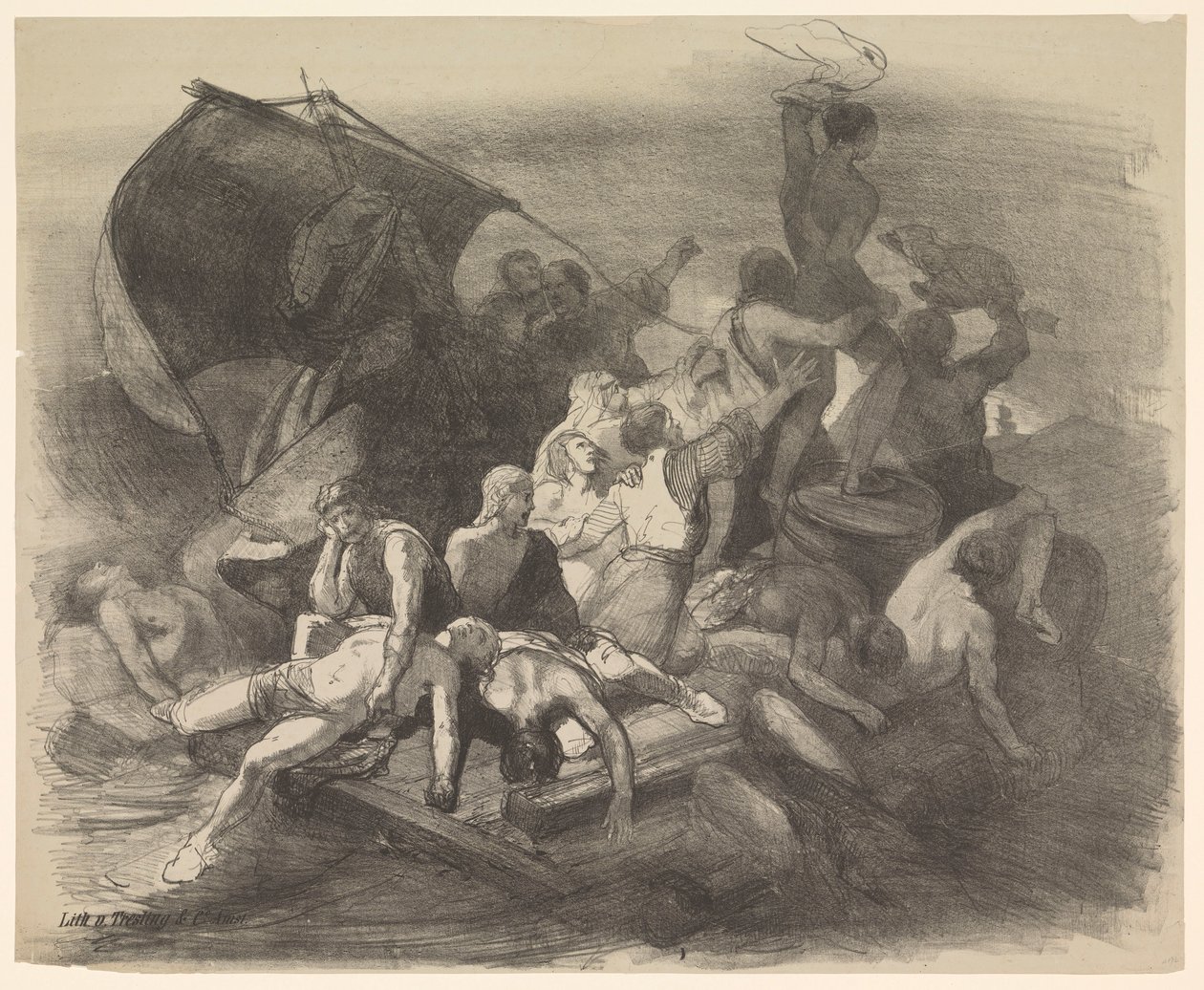 Forliset til Medusa. Scene fra dramaet med det navnet av Charles Rochussen