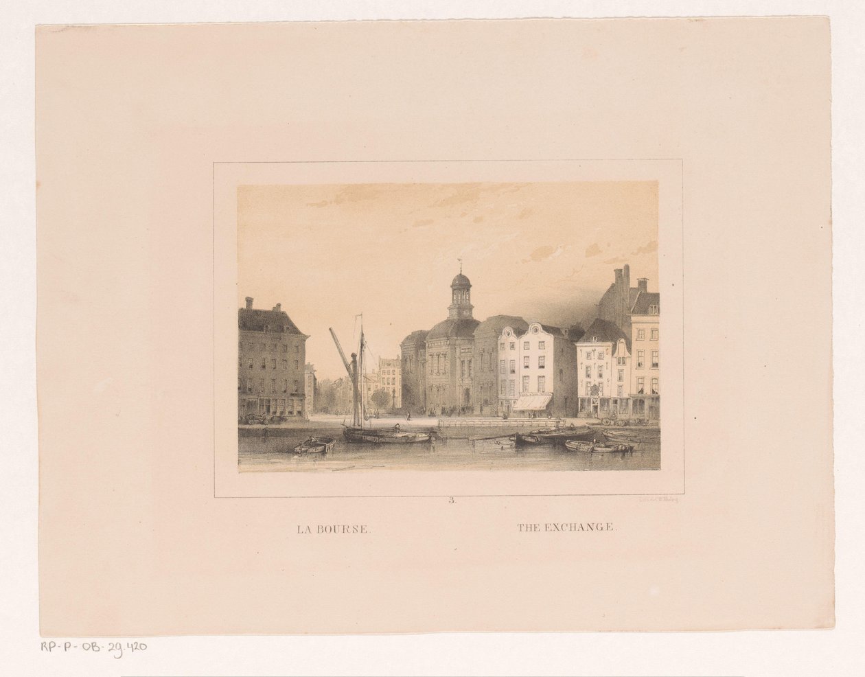 Utsikt over børsen i Rotterdam Labourse / The Exchange (tittel på objekt) Vues et monuments de la ville de Rotterdam / Utsikt og monumenter av byen Rotterdam (serietittel) av Charles Rochussen