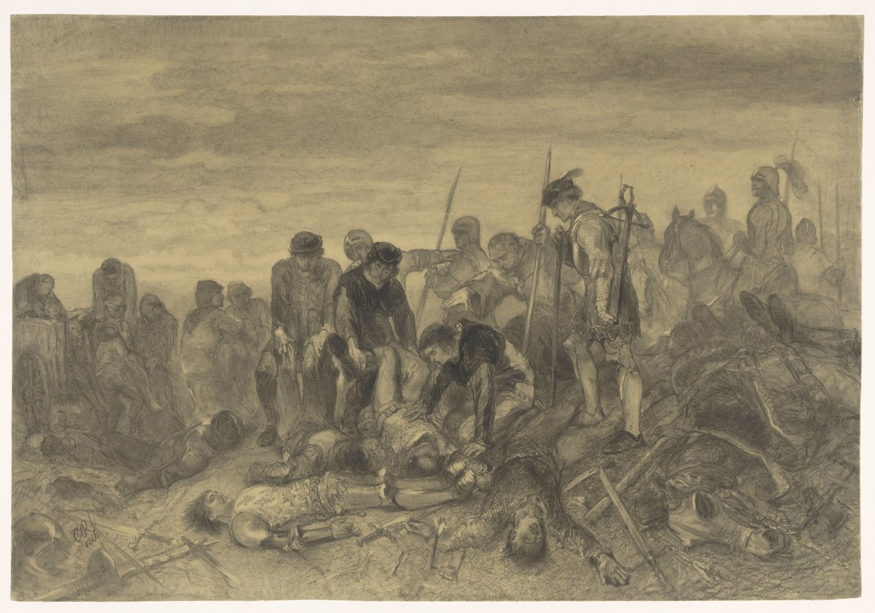 Kroppen til Richard III, konge av England, funnet på slagmarken i Bosworth, 1485 av Charles Rochussen