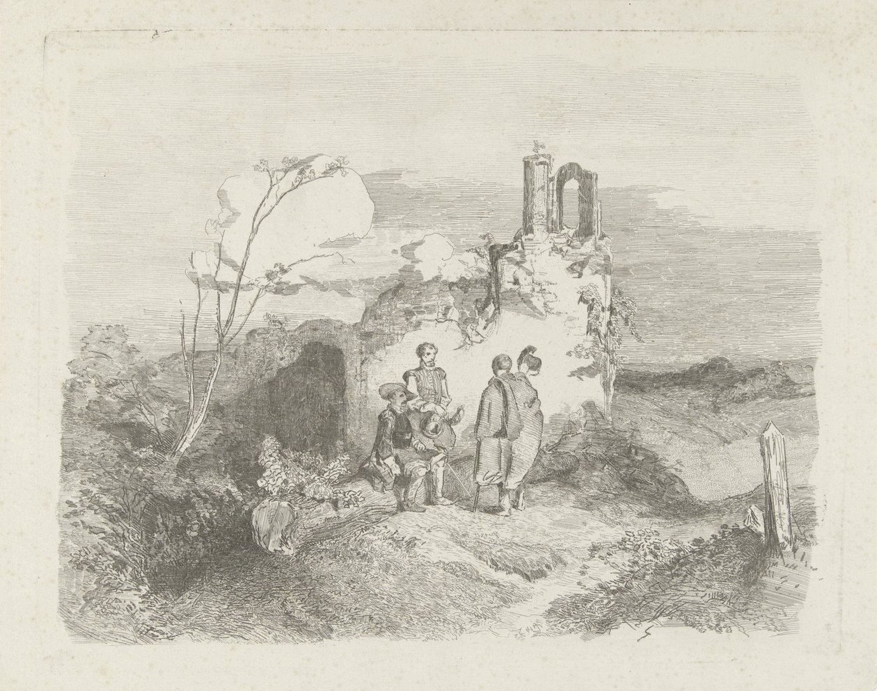 Menn ved en ruin av Charles Rochussen