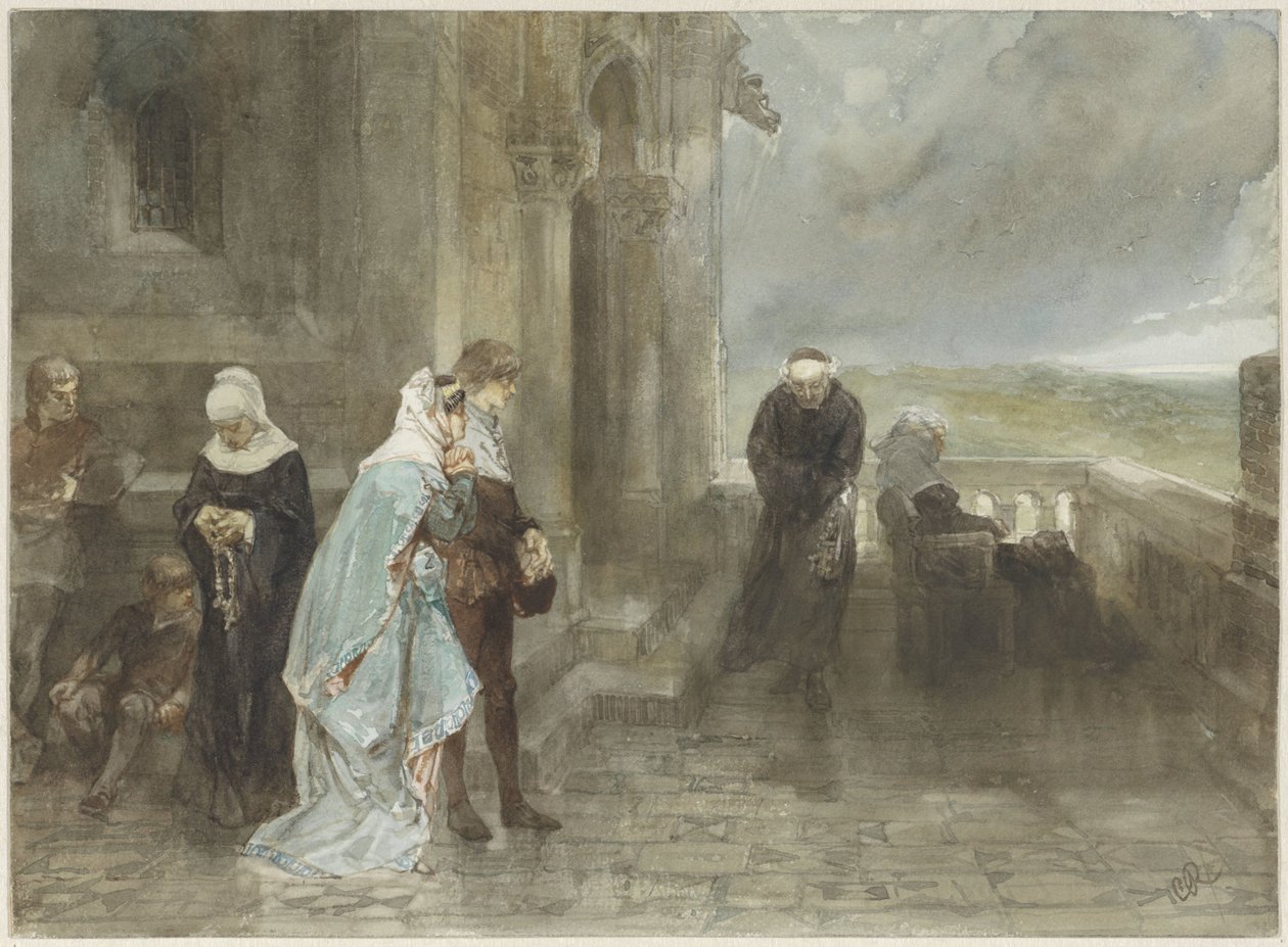 På utkikk, scene fra 1100-tallet av Charles Rochussen