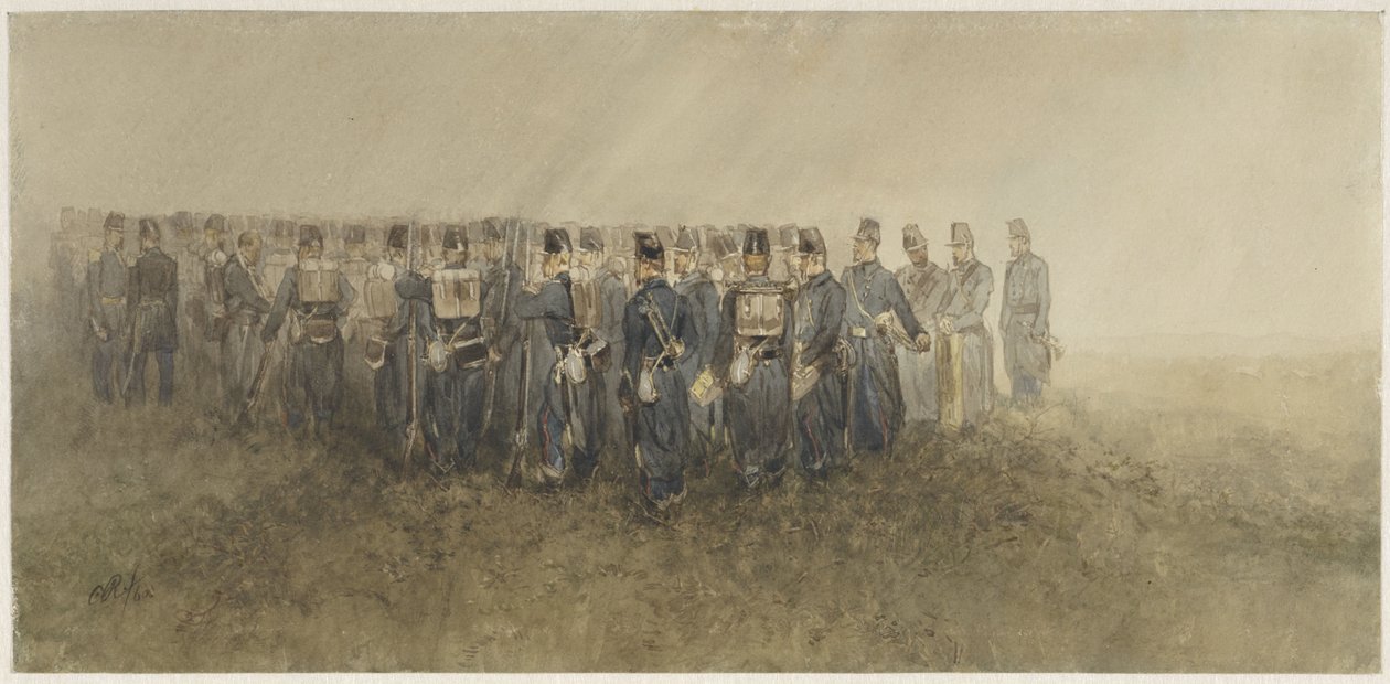 Pause for en bataljon infanteri på myra av Charles Rochussen