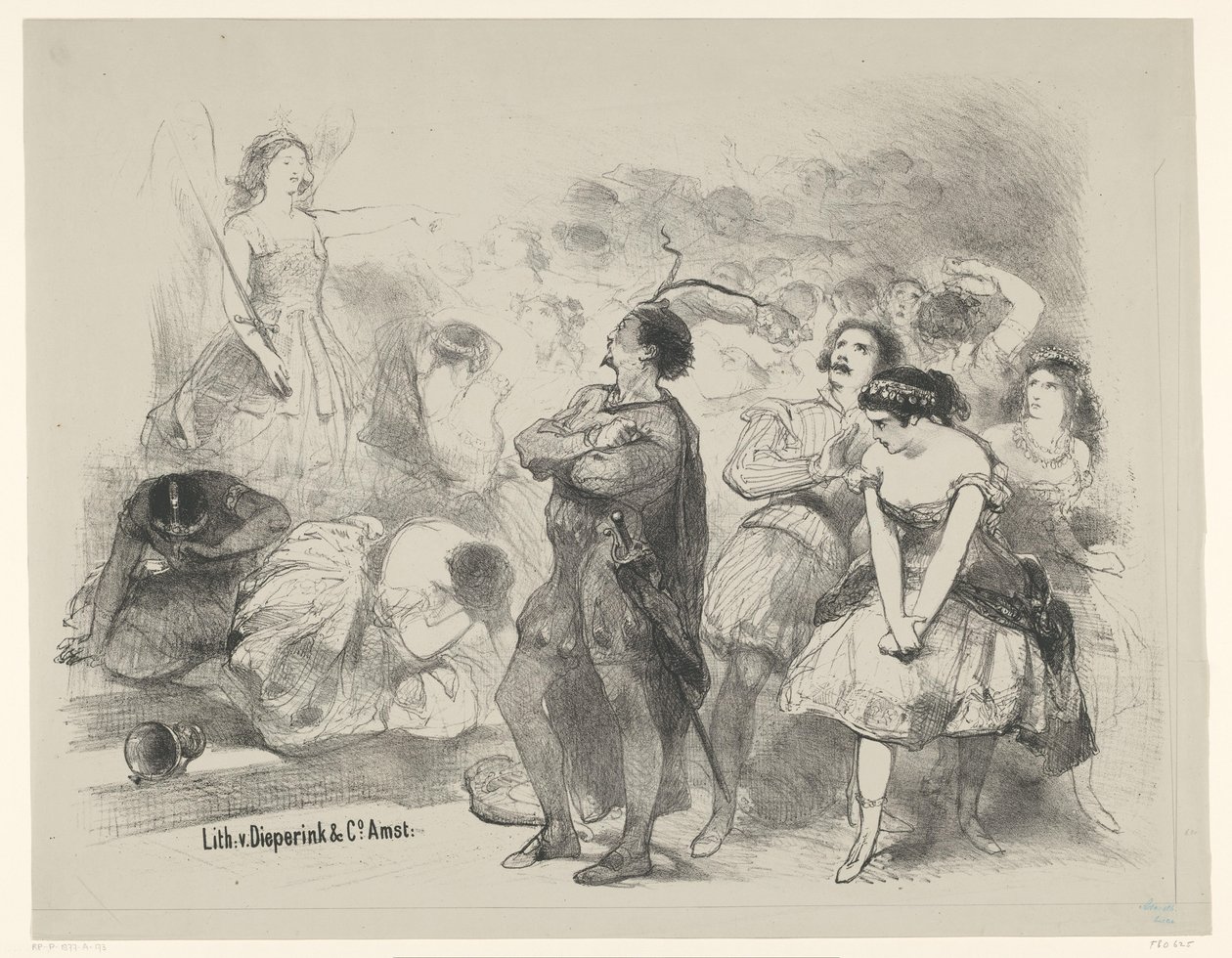 Scene fra ballett Astaroth Kunngjøringsbilletter til balletter og skuespill fremført i Amsterdam City Theatre (serietittel) av Charles Rochussen