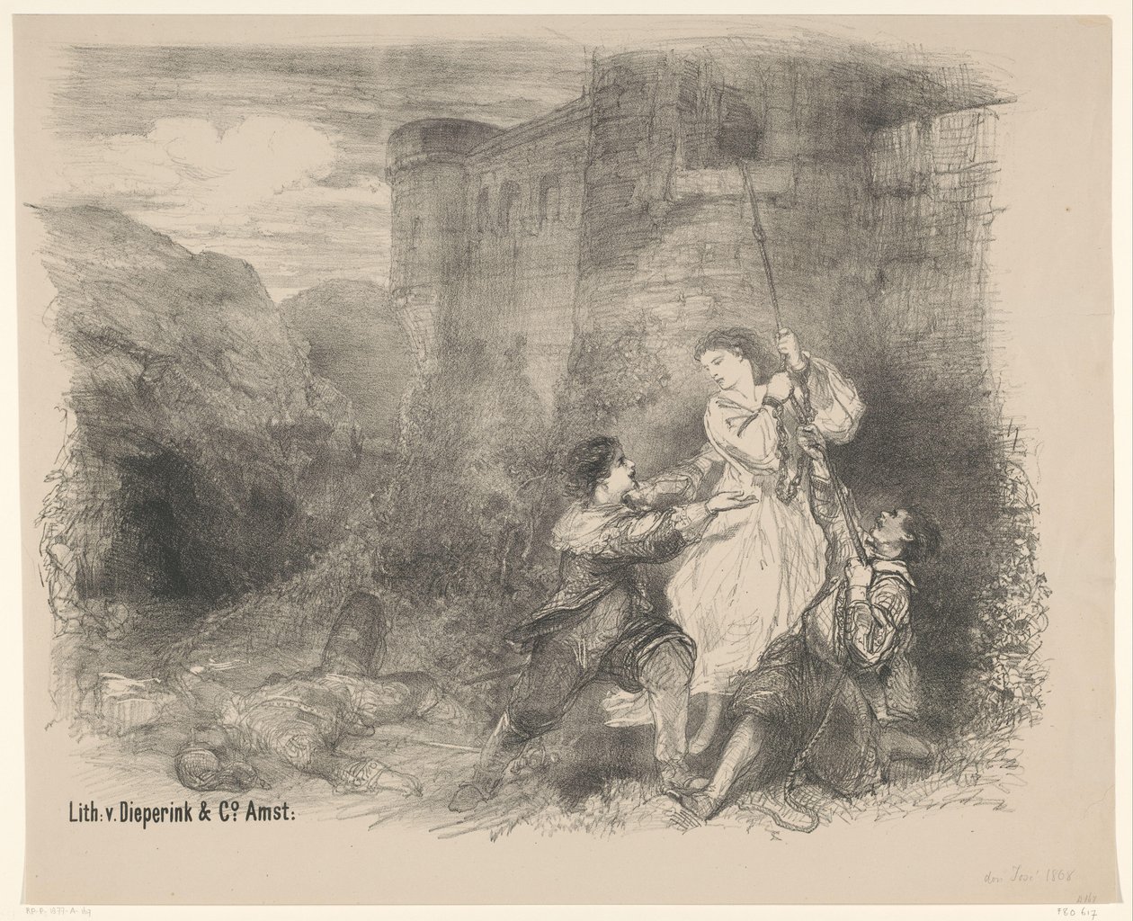 Scene fra ballett Don Jose Kunngjøringsbilletter til balletter og skuespill fremført i Amsterdam City Theatre (serietittel) av Charles Rochussen