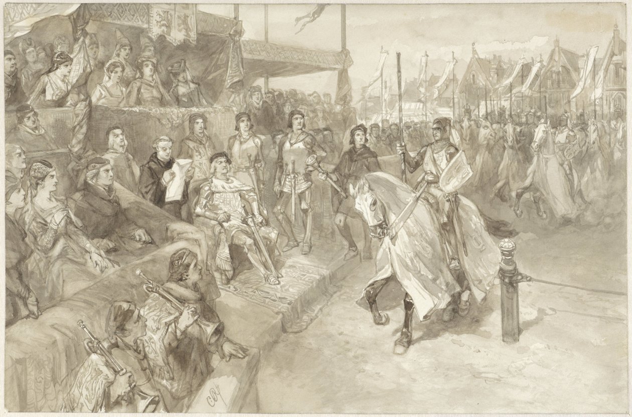 Turneringsspill i Haarlem, illustrasjon av episode fra De Roos van Dekama av Charles Rochussen