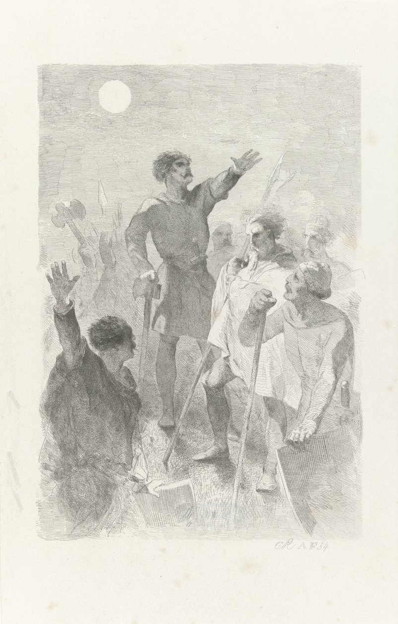 Wilfried omringet av sine krigere av Charles Rochussen