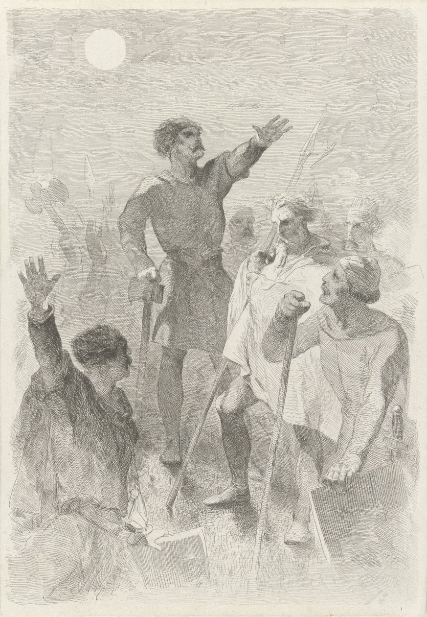Wilfried omringet av sine krigere av Charles Rochussen