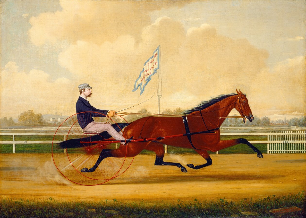 Budd Doble Driving Goldsmith Maid på Belmont Driving Park av Charles S. Humphreys