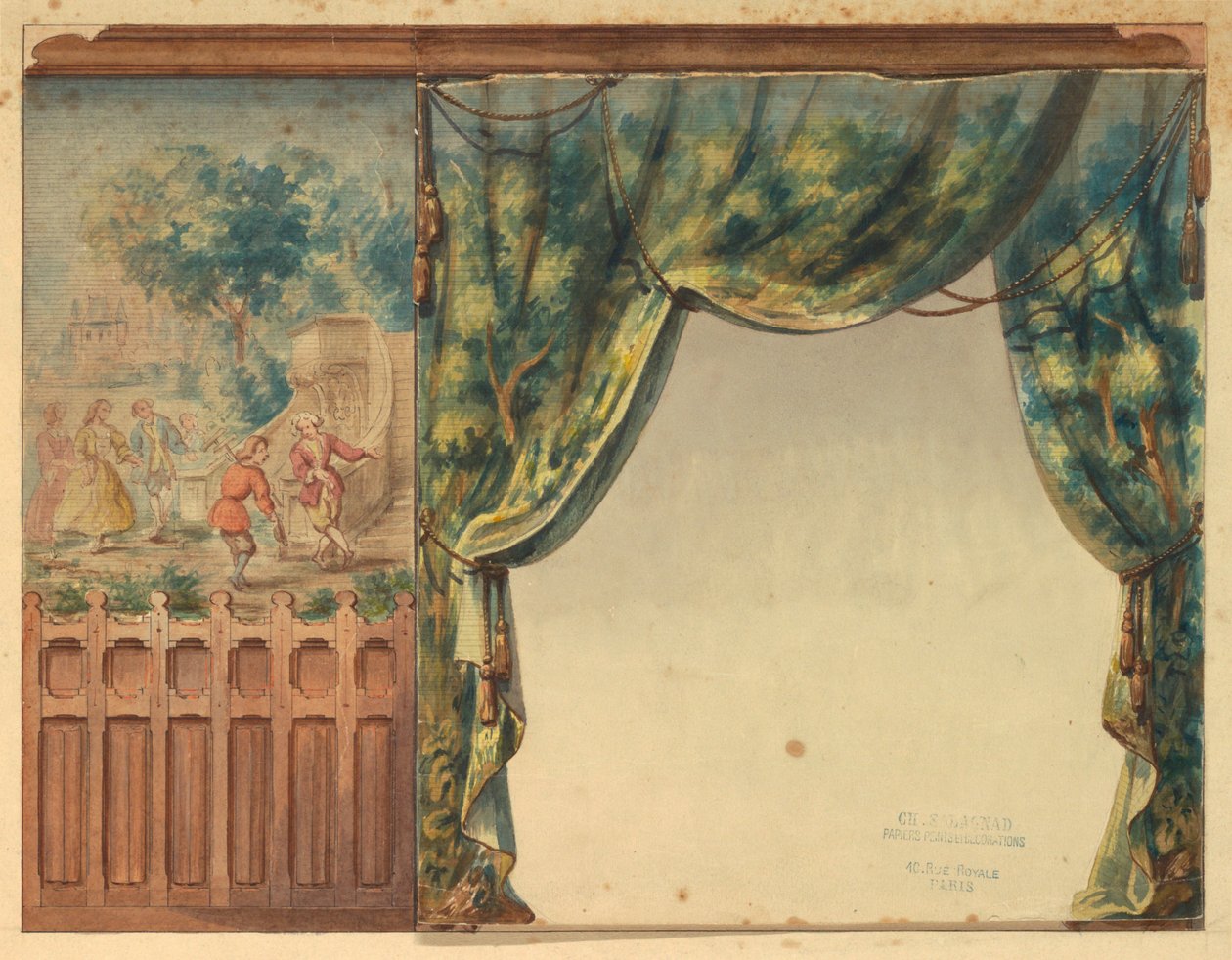 Design for en del av trappen i Château-sur-Mer, Newport, Rhode Island av Charles Salagnad, French