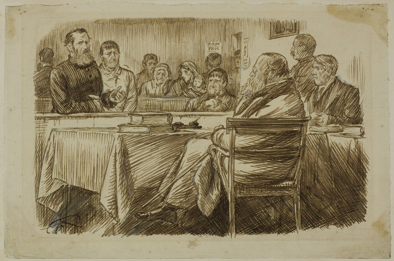 Rettsscene av Charles Samuel Keene