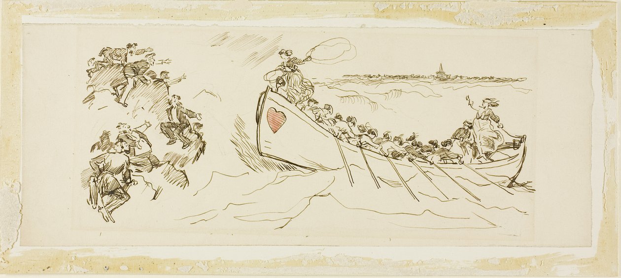 Redningsbåt full av kvinner av Charles Samuel Keene
