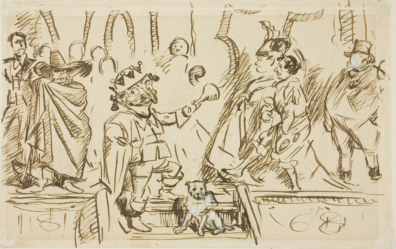 Studie for tittelside, fra Punch, bind 55 av Charles Samuel Keene
