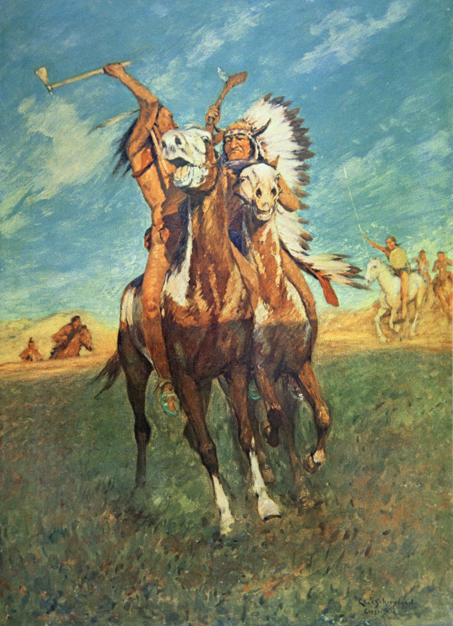 Kjemp til slutt (akvarell på papir) av Charles Schreyvogel