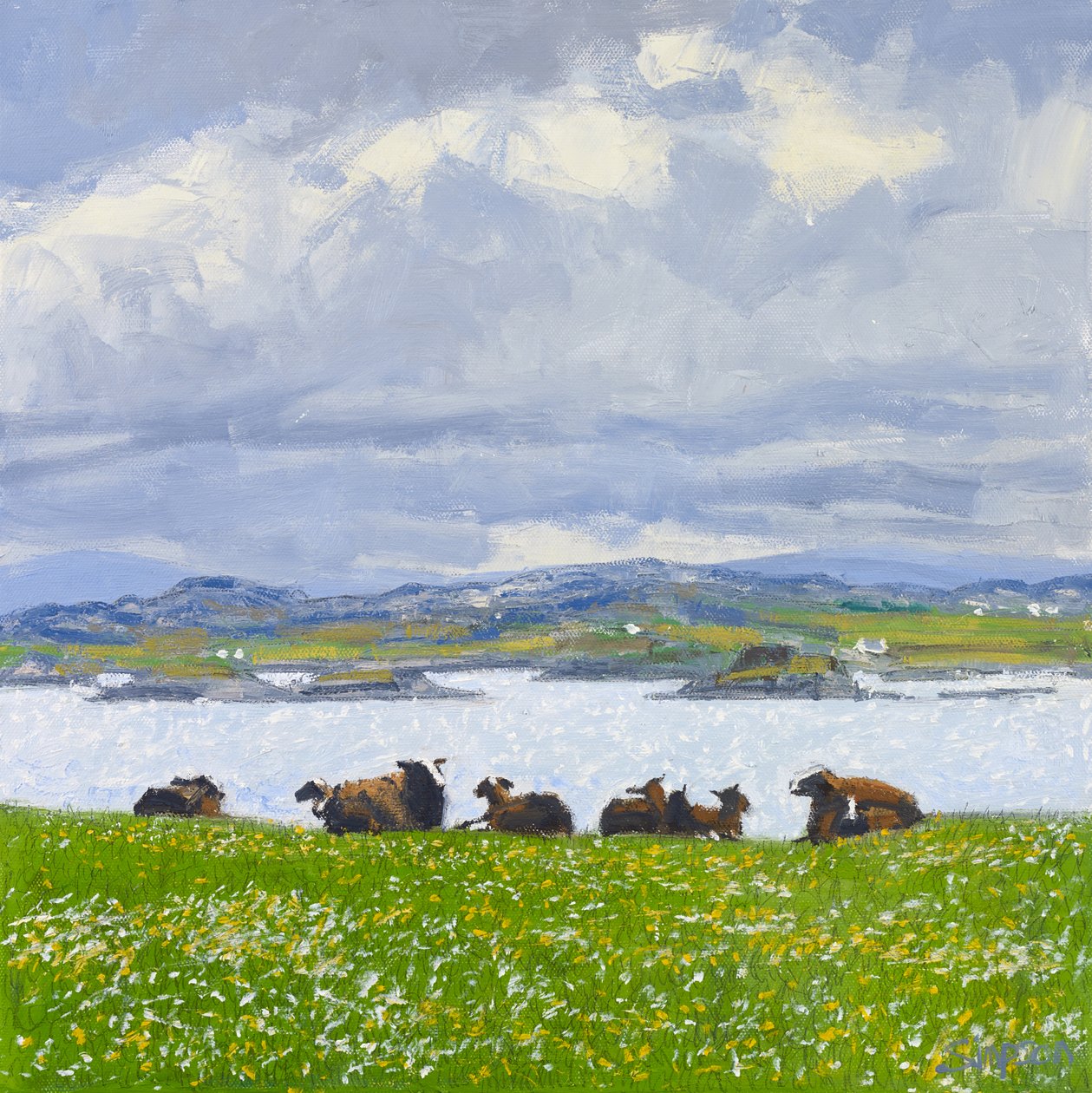 Sau som døser, Iona, 2015 (olje på lerret) av Charles Simpson