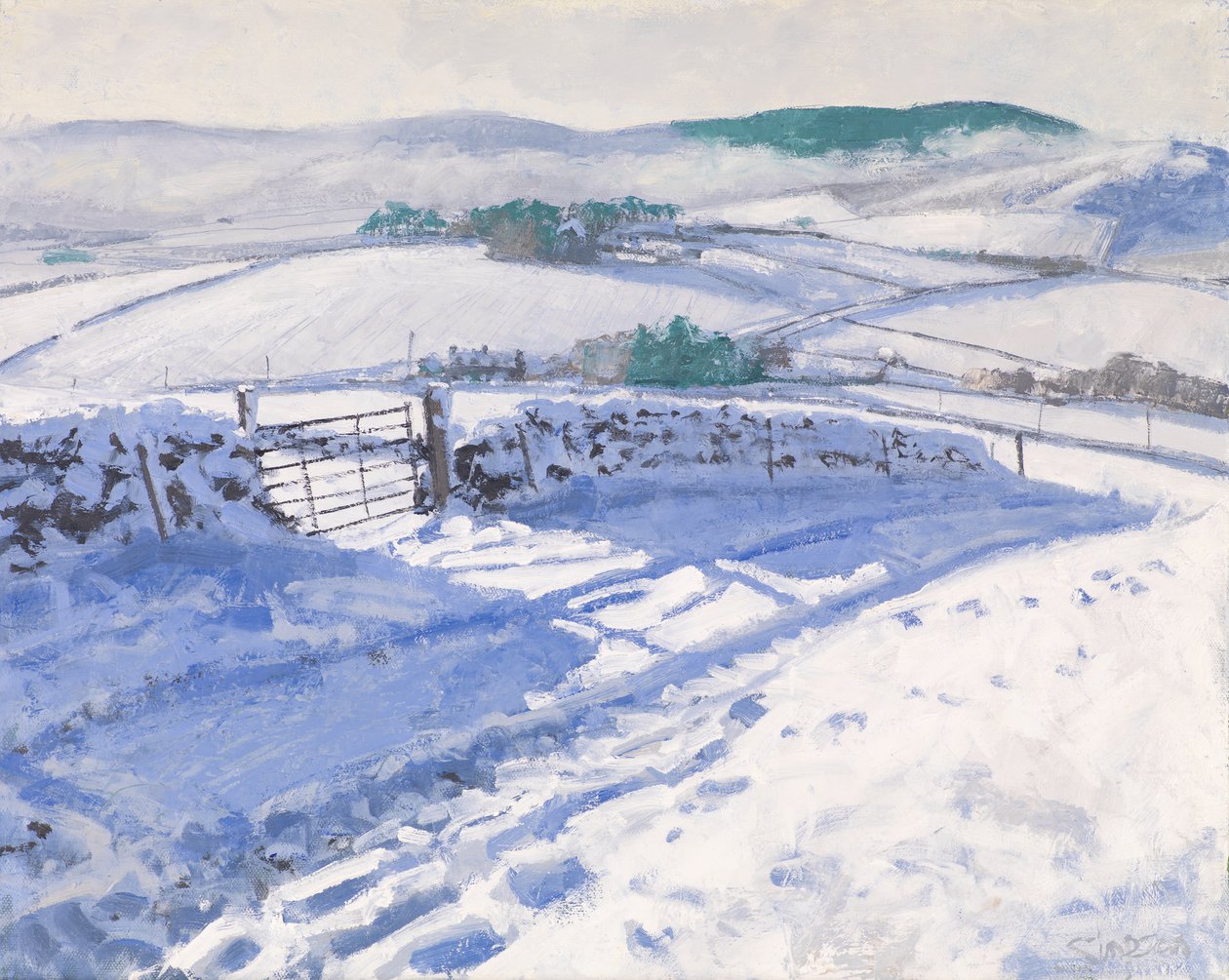 Snø: Tåke på åsene, 2016 (olje på lerret) av Charles Simpson