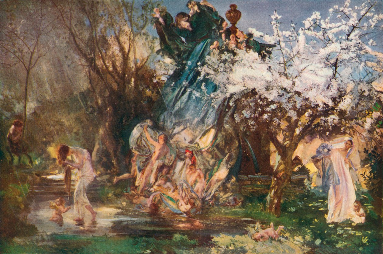 The Shower, c20. århundre av Charles Sims