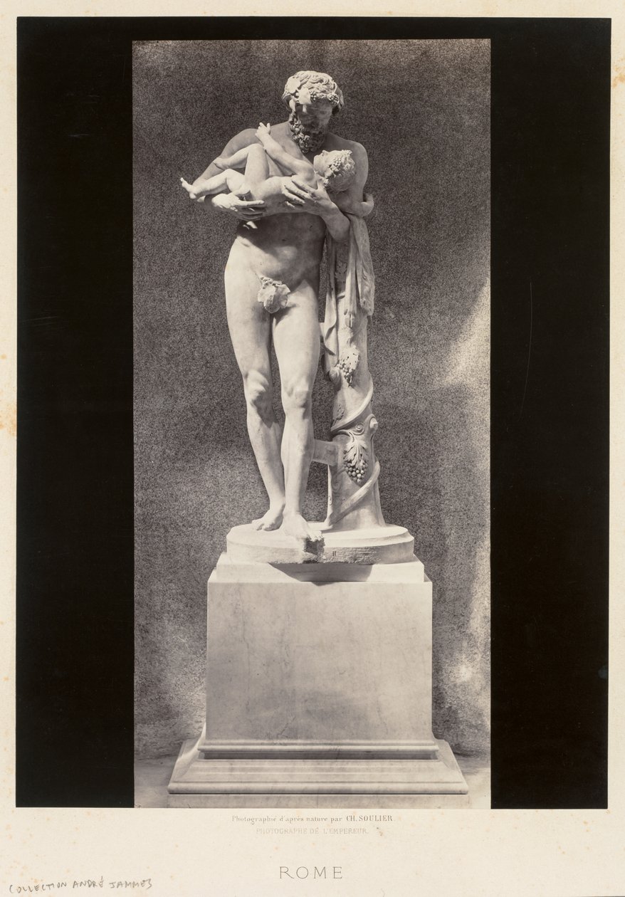 Silenus holder barnet Dionysos, Louvre-museet, Paris, ca. 1860-årene. av Charles Soulier