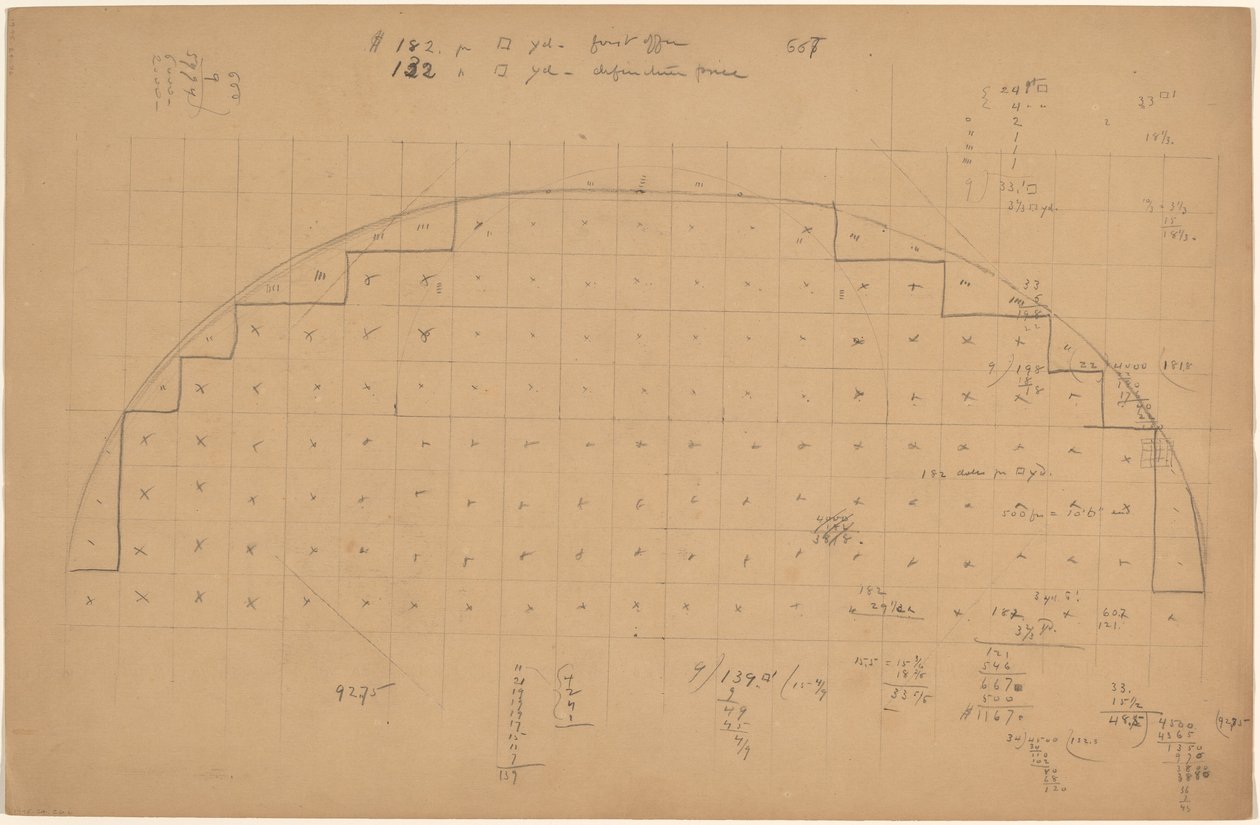 Diagram av en Lunette [verso] av Charles Sprague Pearce