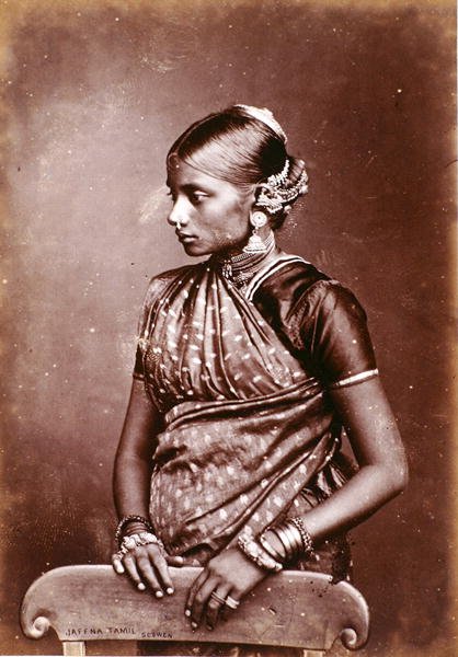 Portrett av en tamilsk jente (albumintrykk på kort) av Charles T Scowen and Co