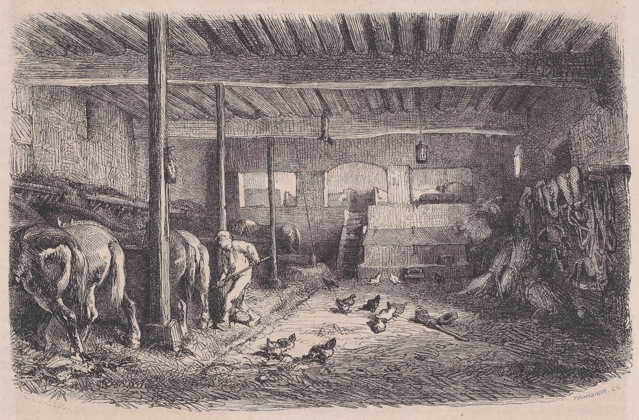 En stall, fra Magasin Pittoresque, ca. 1852. av Charles Tamisier