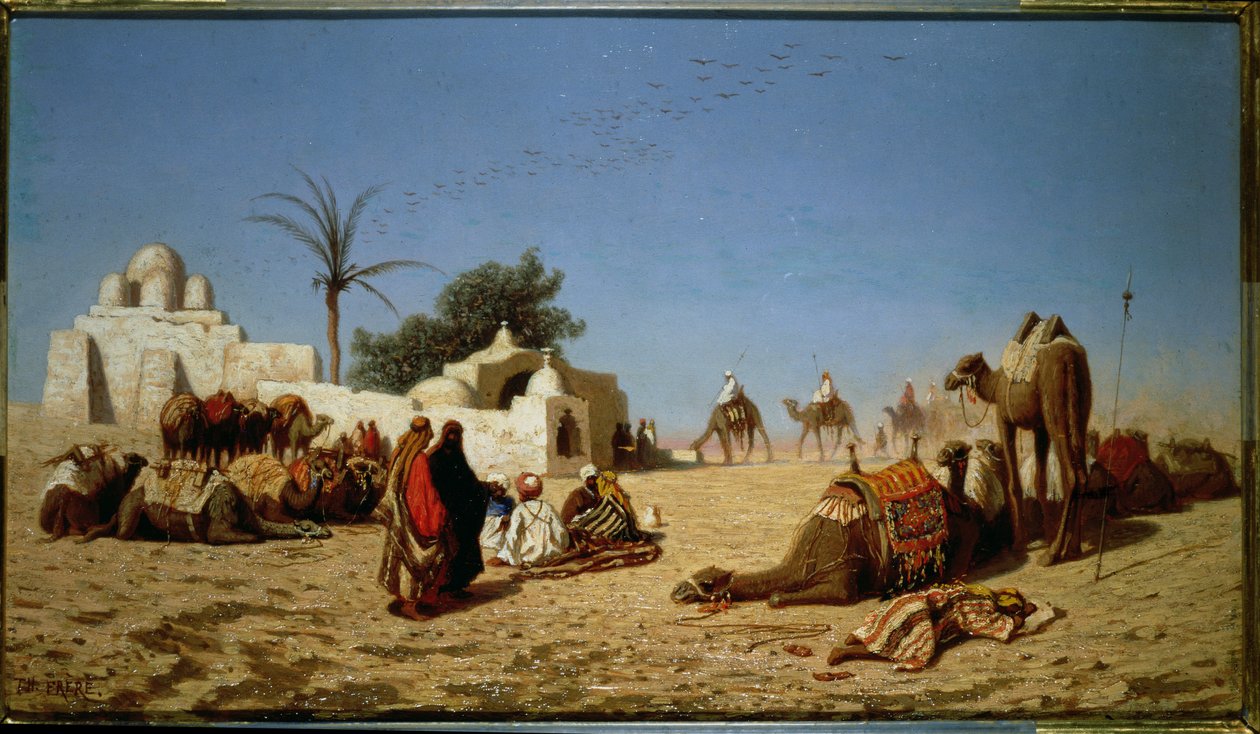 En campingvogn stanset i ørkenen av Charles Theodore Frere