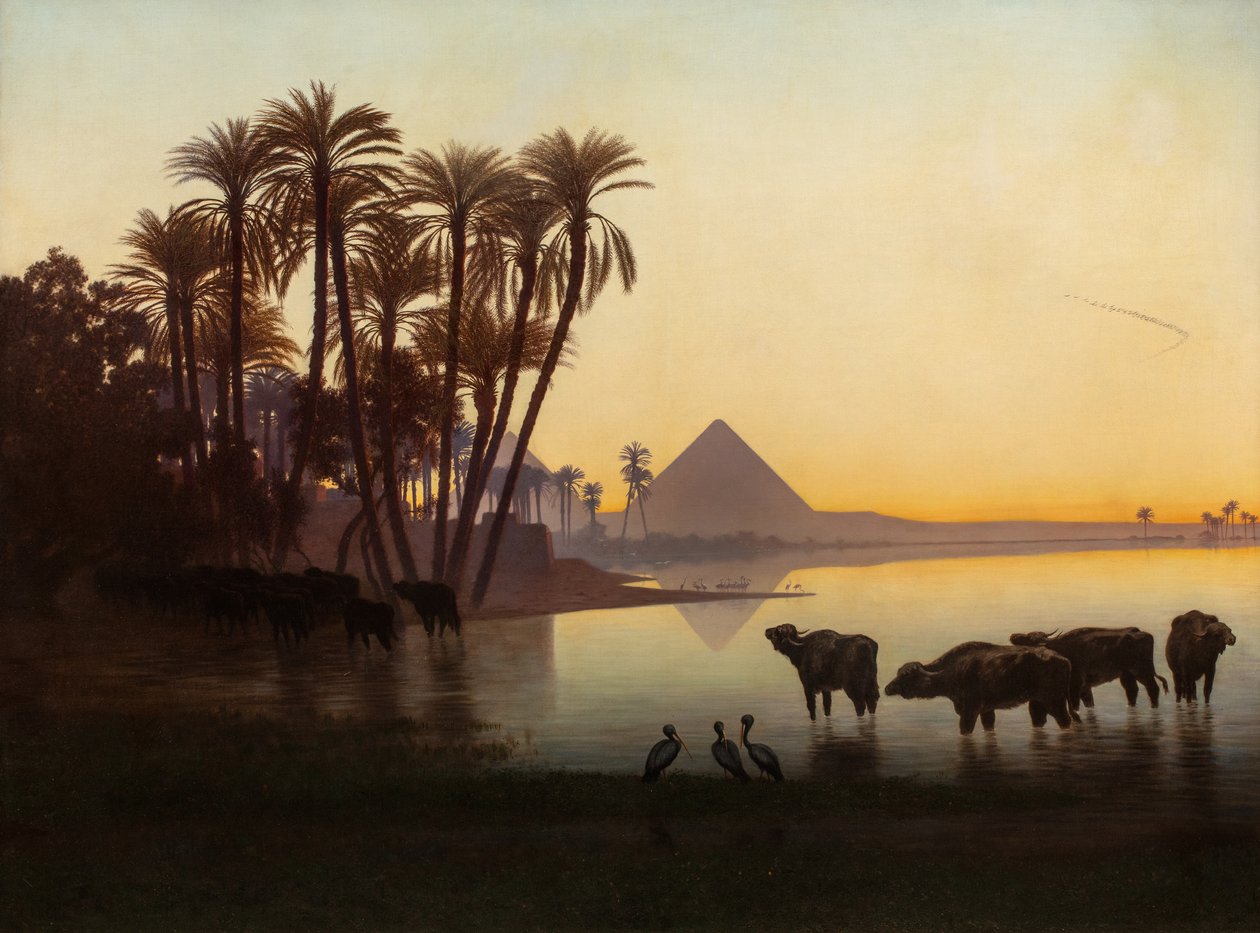 Langs Nilen ved Gyzeh, ca. 1850-tallet av Charles Theodore Frere