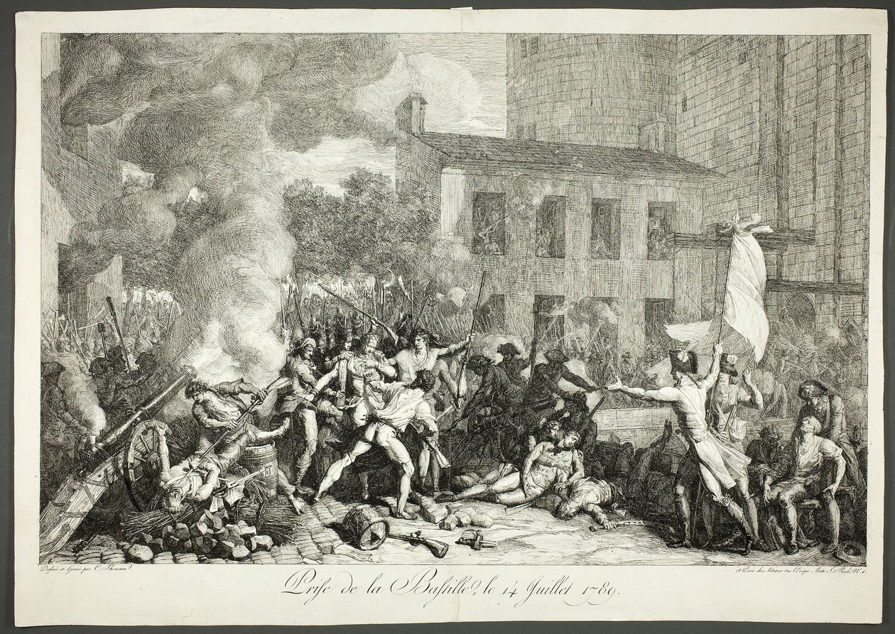 Capture the Bastille, 14. juli 1789 av Charles Thevenin