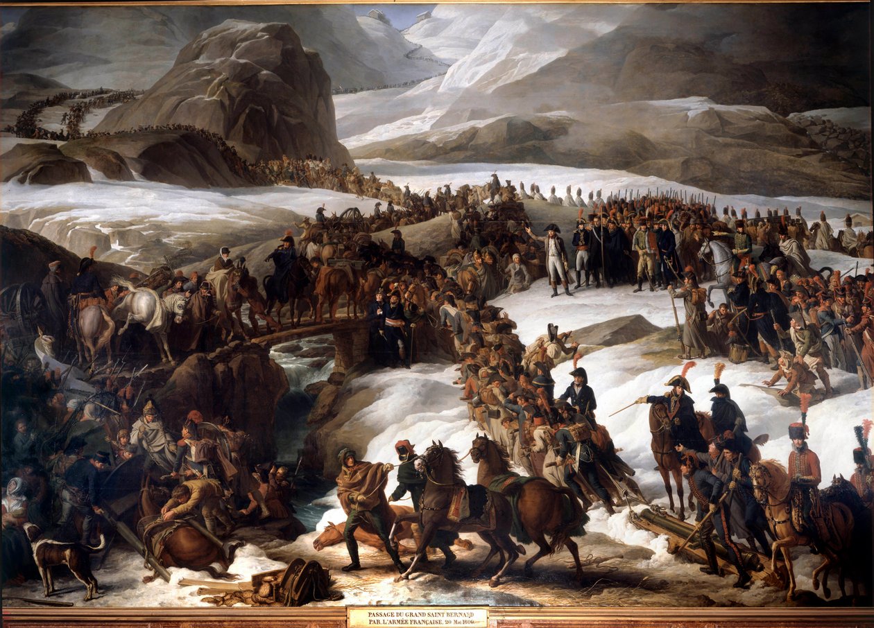 Passasje av den store Saint Bernard (Great Saint Bernard) av den franske hæren 20. mai av Charles Thevenin